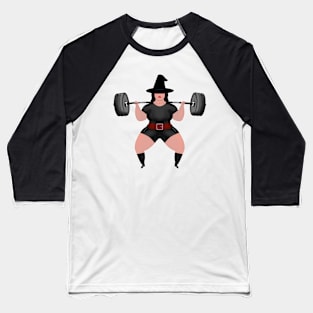 Powerlifter Witch Funny Halloween Gym Baseball T-Shirt